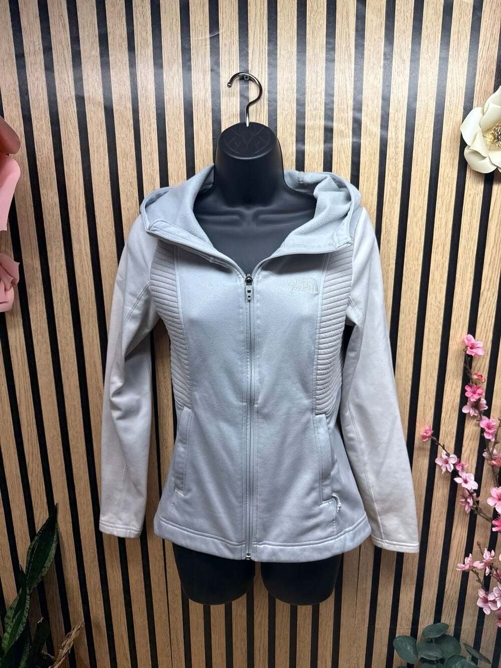 The North Face Women's Slacker Full Zip Ribbed Hoodie Light Grey Size XS